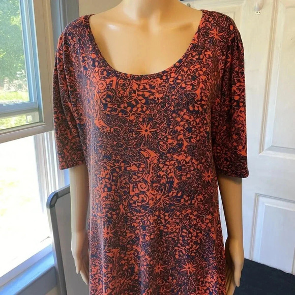 LuLaRoe Fits & Flare Stretch Comfy Midi Dress Women's 3XL Floral Summer Fun - Picture 5 of 6
